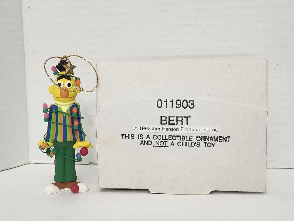 1992 Grolier Bert Christmas Lights Sesame Street Ornament Jim Henson Boxed